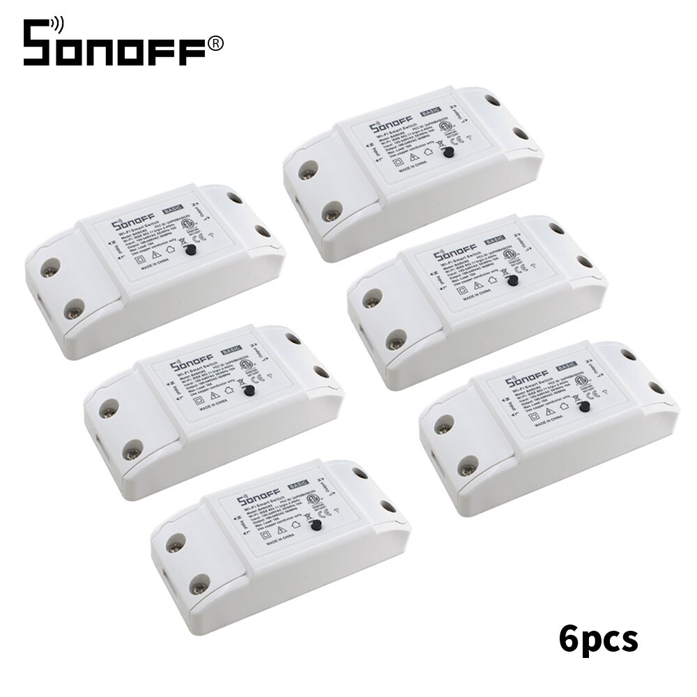 1/2/3/5/6/8/10PCS SONOFF Basic R2 DIY Wifi Switch 10A Wireless Remote Smart Switch Light AC 90-250V Smart Home Automation Module: 6pcs SONOFF BasicR2