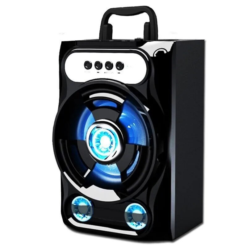 Altavoz bluetooth 2023, caja portátil para exteriores, altavoz cuadrado con micrófono, tarjeta de canción k, orden ador, subwo: Black