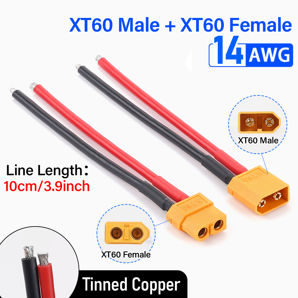2 Stück xt60 14awg 15cm Anschluss kabel für Ladegerät Profi Ladekabel Motor- Einlauf leitung Stecker oder Buchse Batterie anschluss stecker: dunkel Grau