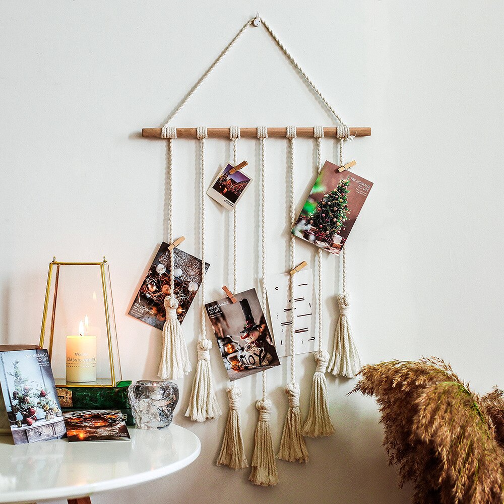 Boho Kwasten Muur Art Decor En Foto Display Houder Voor Woonkamer Slaapkamer Macrame Muur Opknoping Geweven Tapijt: Default Title