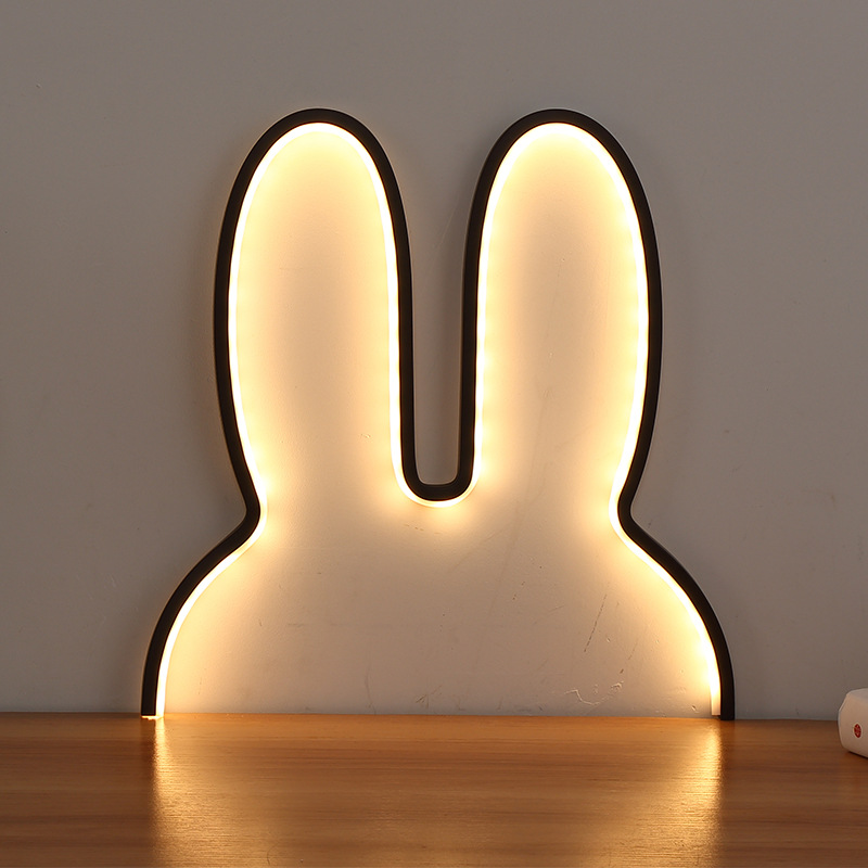 Kanin natlamper usb-drevet led-lampe sød dyr led natlampe børn baby ved siden af bordlampe soveværelse natlampe: Rød / Rød