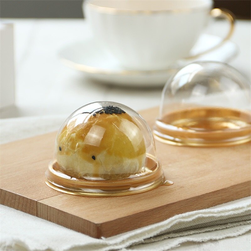 50 Pcs Mini Ronde Maan Cake Container Trays Verpakking Houder Wedding Party Favor Dozen 50G Mooncake Ei-dooier Bladerdeeg Houders