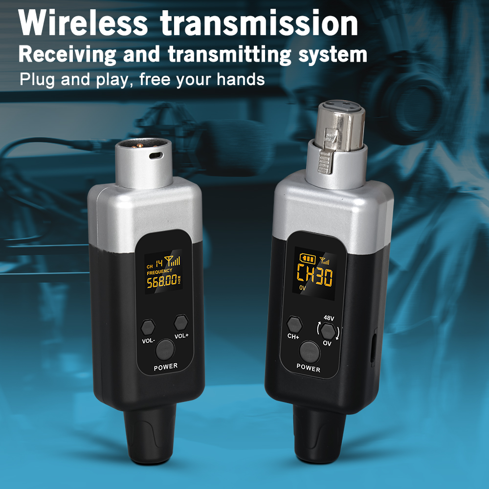 48V/0V UHF draadloze microfoonconverter XLR-zender en ontvanger Microfoon draadloos systeem voor alle soorten microfoons
