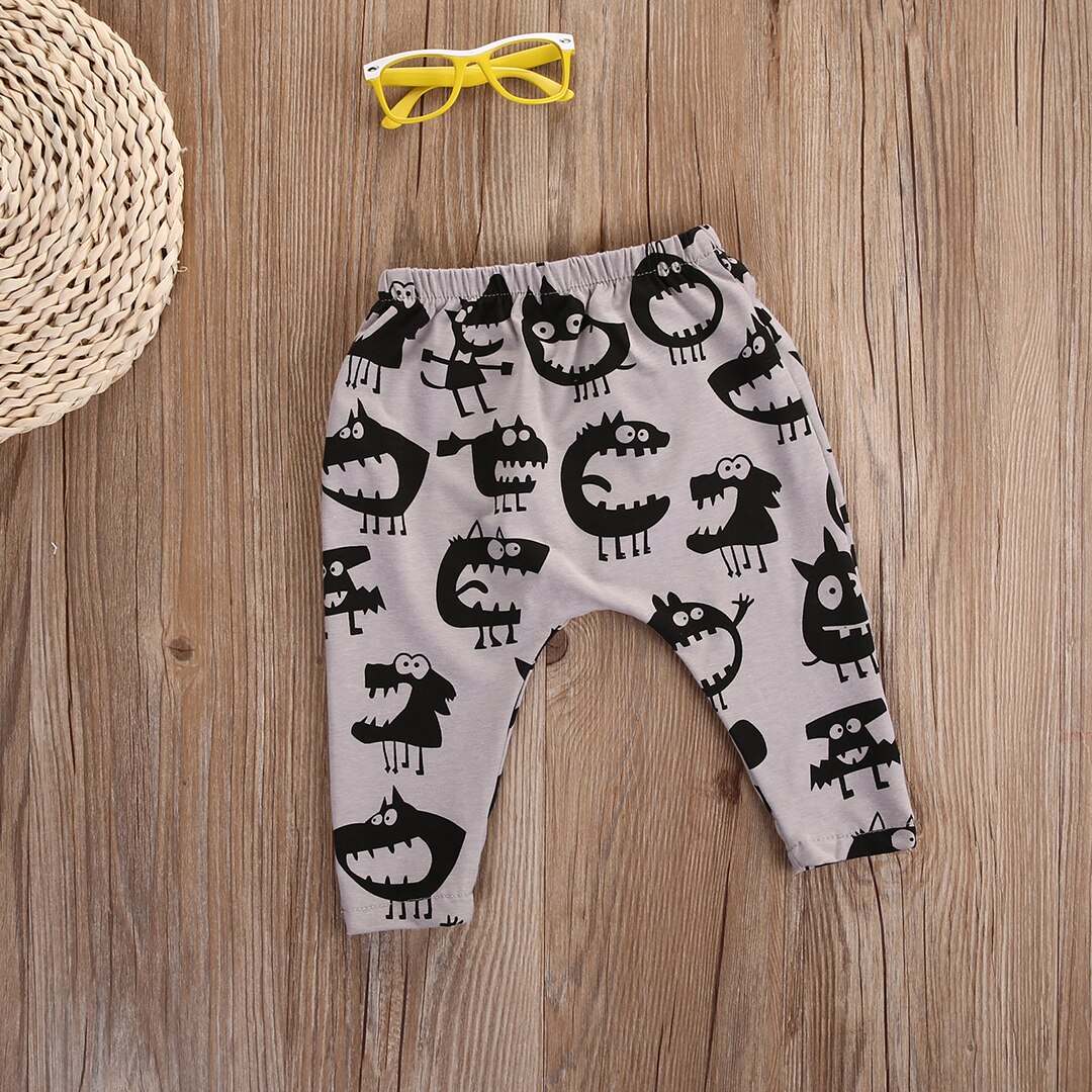 Voor Peuter Baby Boy Monster Print Harembroek Broek Bodem Leggings 0-3Y