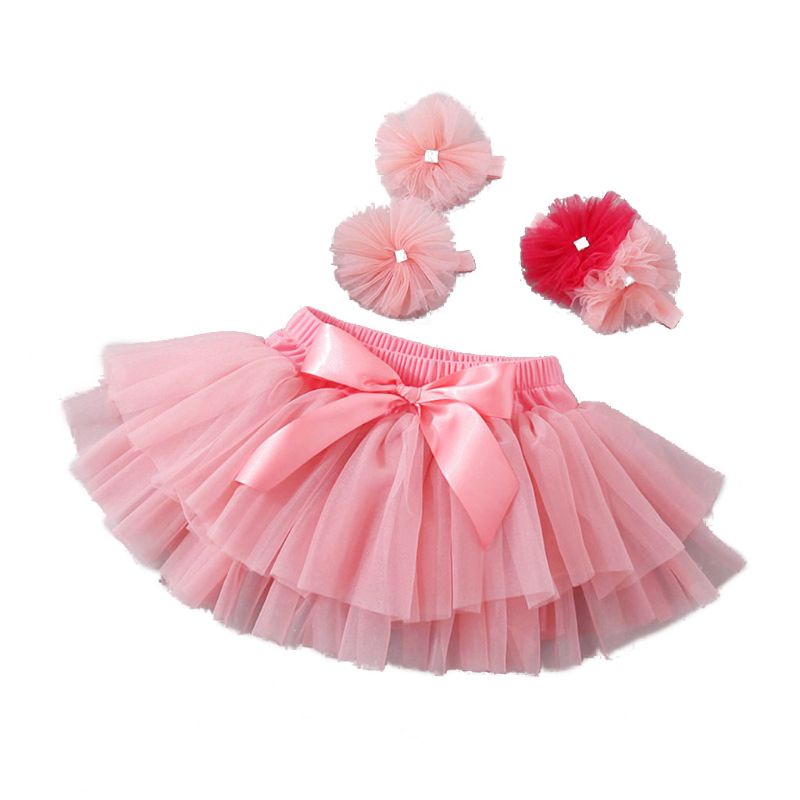 Gasa para bebé niña Tutu falda y juego de diademas de flores accesorios de fotografía recién nacido K1KC