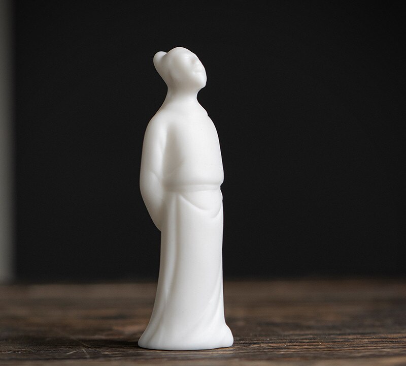 Statue en céramique en porcelaine blanche, décoration pour le thé, décor pour animaux de compagnie, ornement fait à la main, accessoires pour Table à thé, Boutique, service à thé: D  2.2X2.2X7.1CM