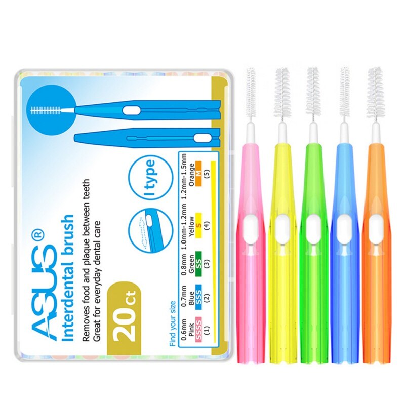 20 Pcs/Pack Push-Pull Interdental Brush Gum Interdental Tooth Brush Orthodontic Wire Brush Toothbrush Oral Care Toothpick