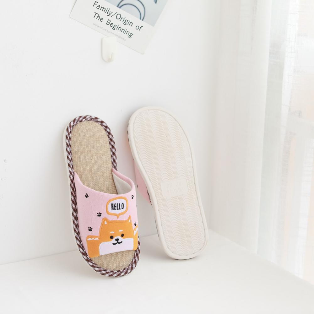 Millffy śliczne Shiba Inu corgi placki kapcie letnie fajne lniane domowe kapcie para dużych rozmiarów kapcie kapcie ze zwierzętami