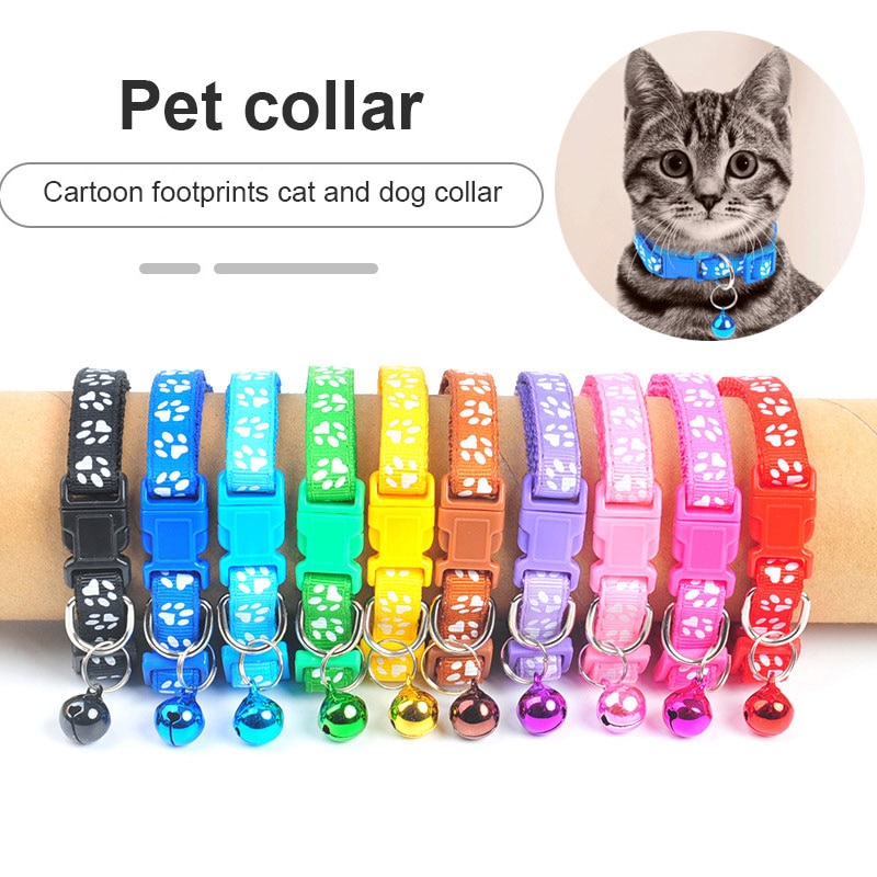 Leuke Bell Halsband Voor Katten Halsband Teddy Bomei Hond Cartoon Grappig Voetafdruk Halsbanden Leads Kat Accessoires Dier Goederen