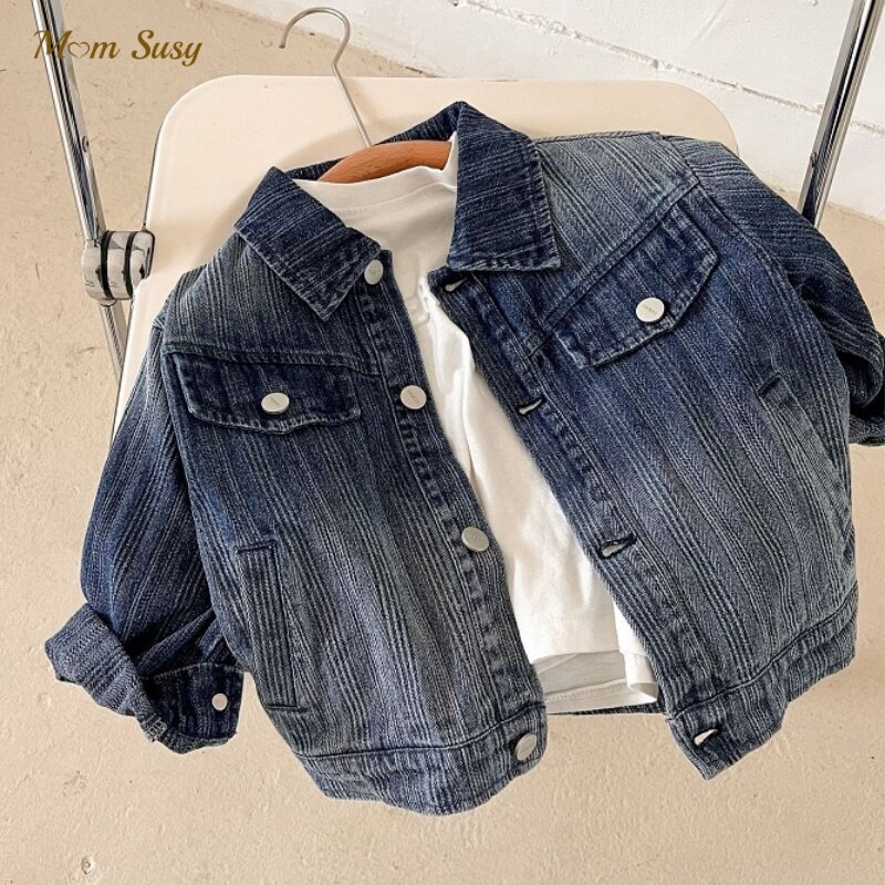 Mode Baby Boy Meisje Denim Jasje Lente Herfst Baby Peuter Kind Geribbelde Jean Jas Blazer Bovenkleding Babykleertjes 1-10Y