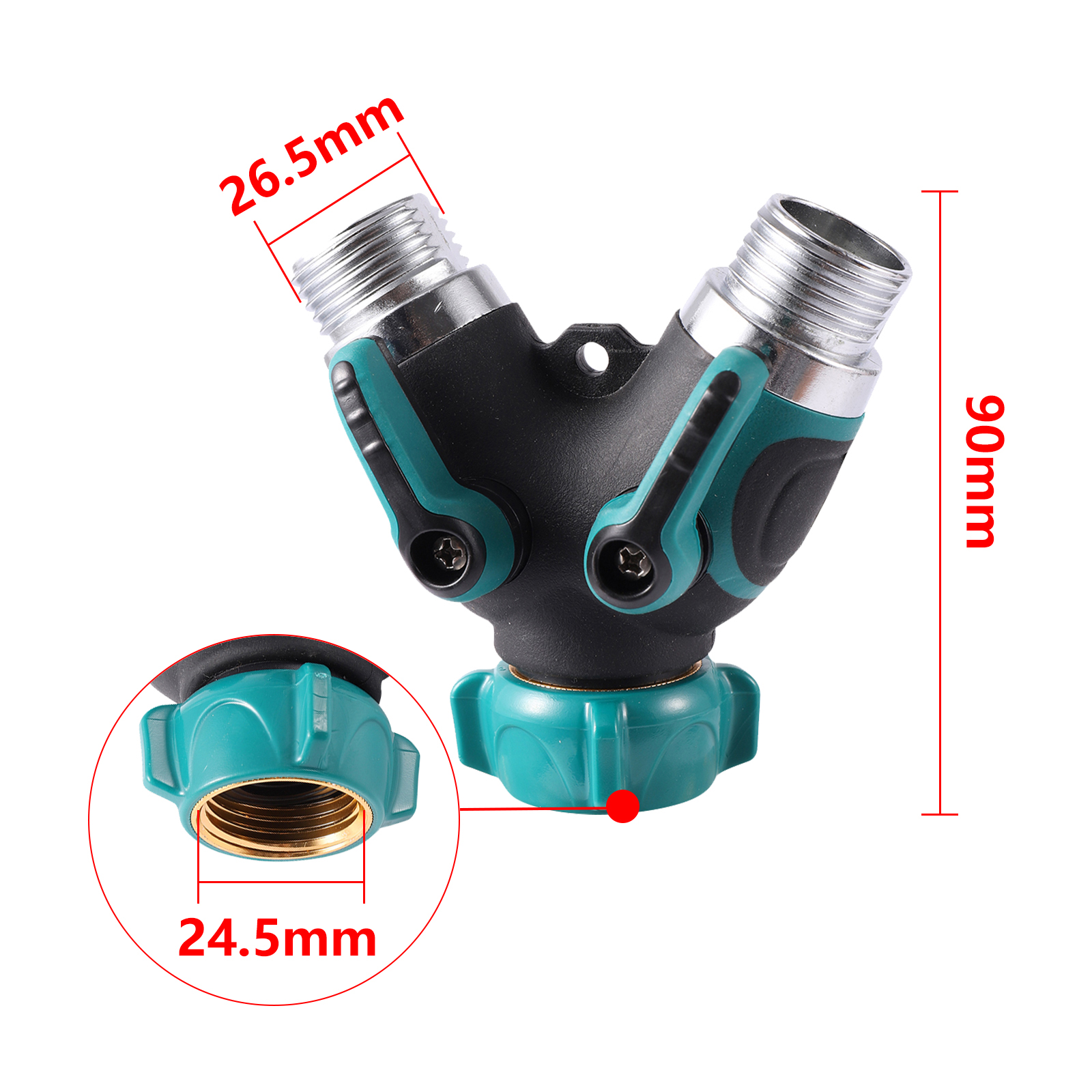 Divisor de mangueira de irrigação de jardim, válvula de derivação de água de 1 via e 2 vias, 3/4 ", torneira de rosca padrão americano, adaptador de torneira distribuidor de água: Dourado