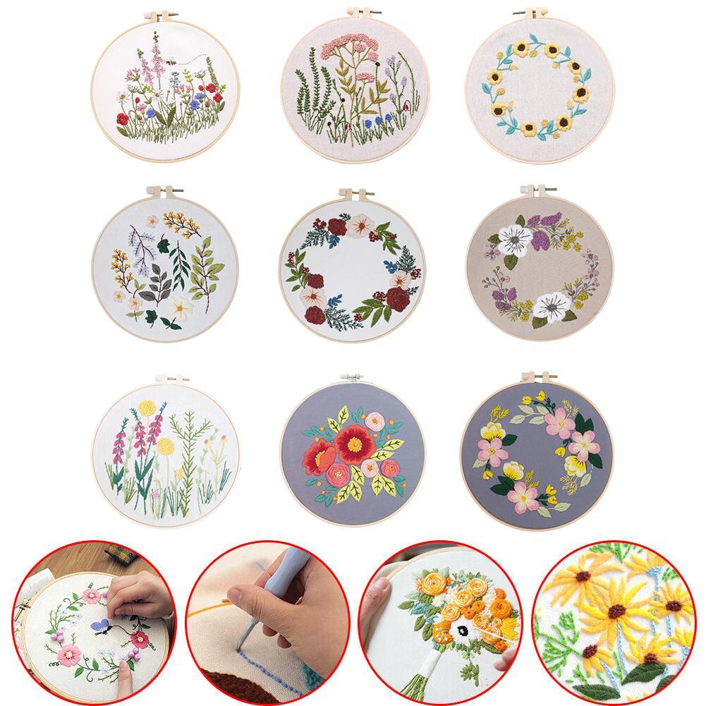 Stickerei Bausatz Band DIY Blumen Pflanzen aufbringen Kreuz Stich schlagen Nadel Bausatz Stickerei Bausatz Kreuz Stich Hand stickerei tasche