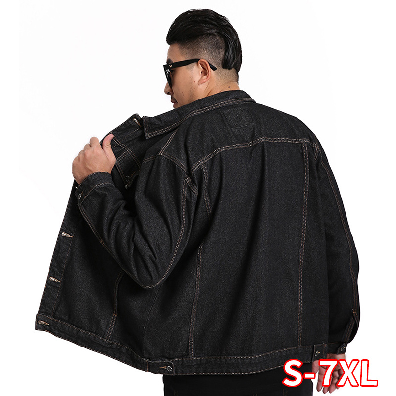 Herr plus size 7xl jeansjacka herr europeiska och amerikanska lapel lös stor jacka plus size herrkläder