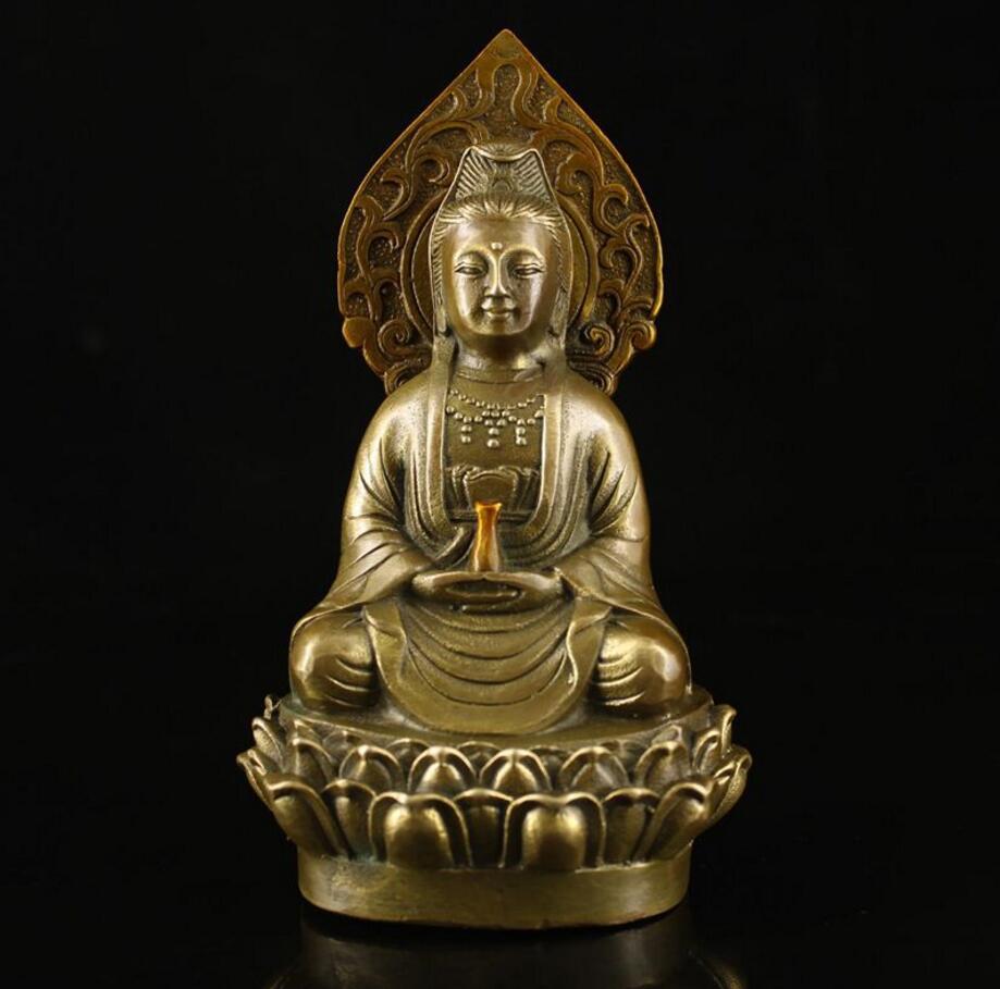 Koperen Standbeeld Directe Verkoop Antieke Ambachten Zuiver Koper Vergulden Antieke Antieke Bodhisattva Guanyin Woondecoratie