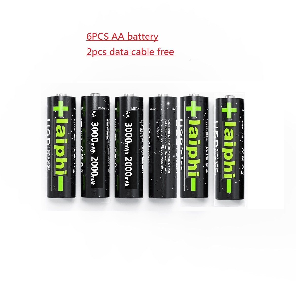 USB 1.5V aa 3000 mWh Battery Quick Charging Rechargeable Lithium Polymer Battery Charged AA Battery: Red
