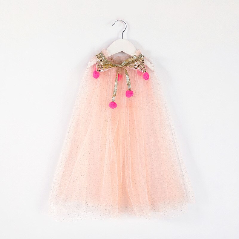 Natale taglia unica ragazze mantello paillettes palla scialle scialle abito per bambini cappotto del capo festa di compleanno spiaggia arcobaleno avvolgere Costume da principessa: Baby Pink