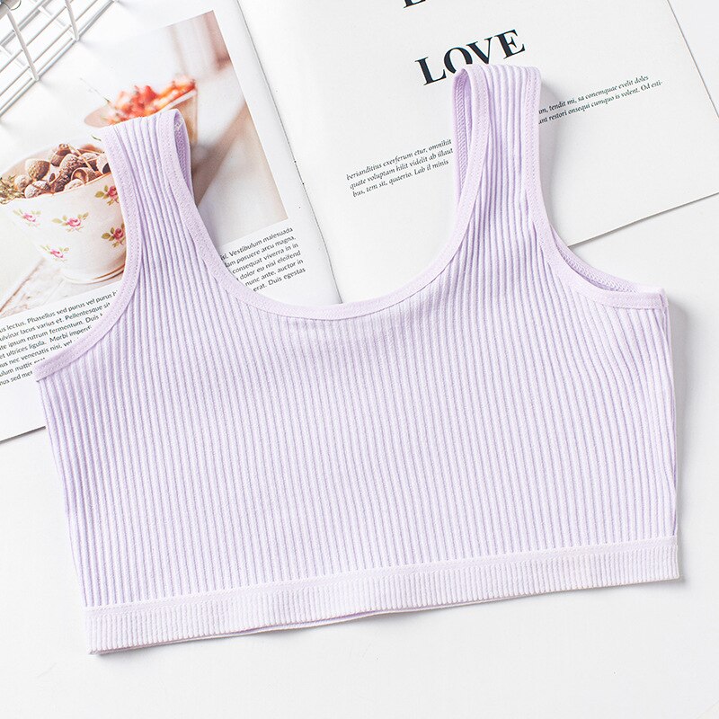 3Pcs Double-layer bra developmental student girls vest cotton girls bra teenage girls clothing 8 10 14 16 years: 4