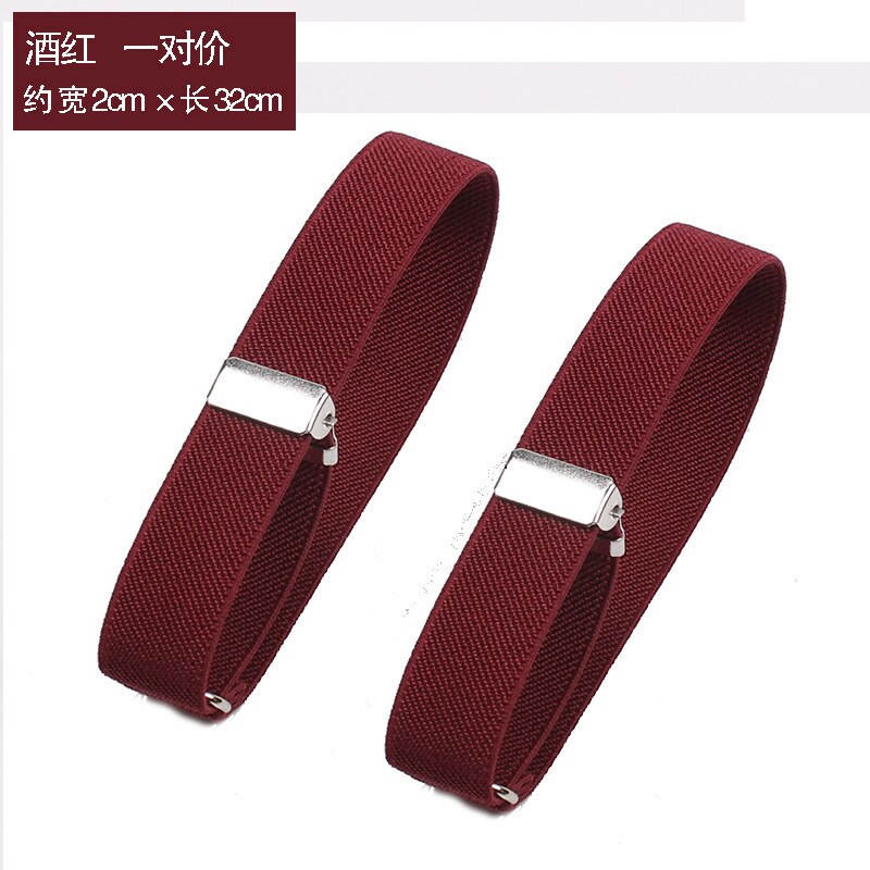Mens Sleeve Garters Holders Stripe/Plaid Arm Bands Sleeve Shirt Groom Elastic Garter Metal Bracelet For Ladies Non-Slip Straps: Burgundy
