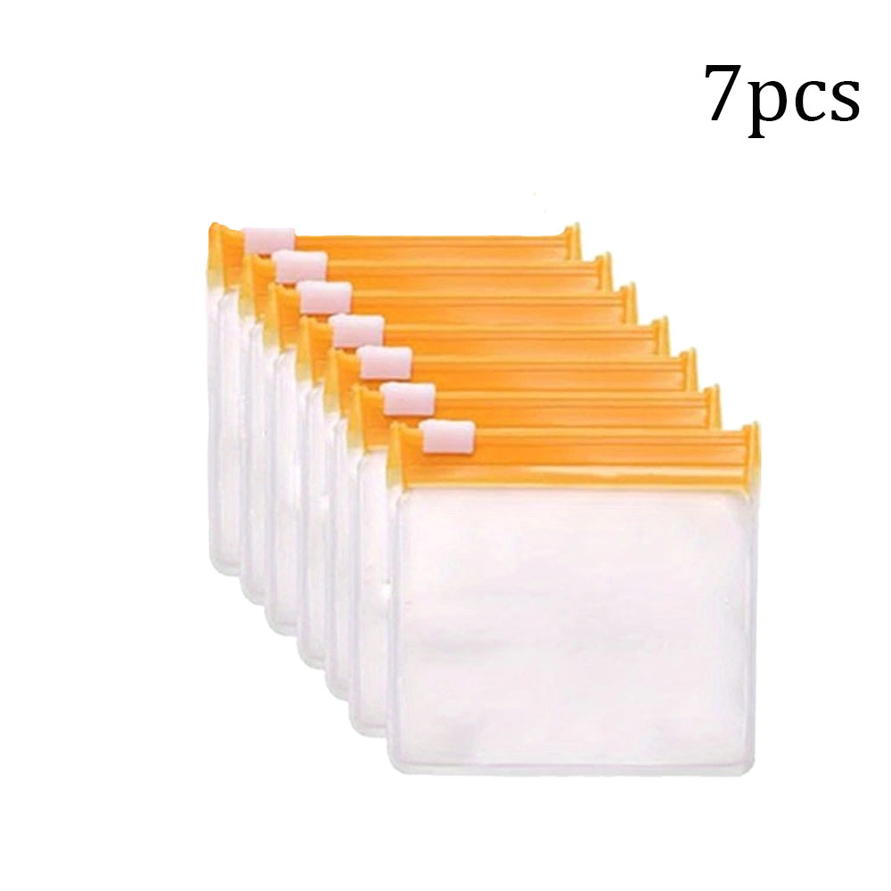 7 Uds. Bolsas para pastillas, juego de bolsas para pastillas reutilizables con cremallera, organizador de medicamentos autosellado de 7 colores, bolsas para medicamentos translúcidas Trave: YELLOW