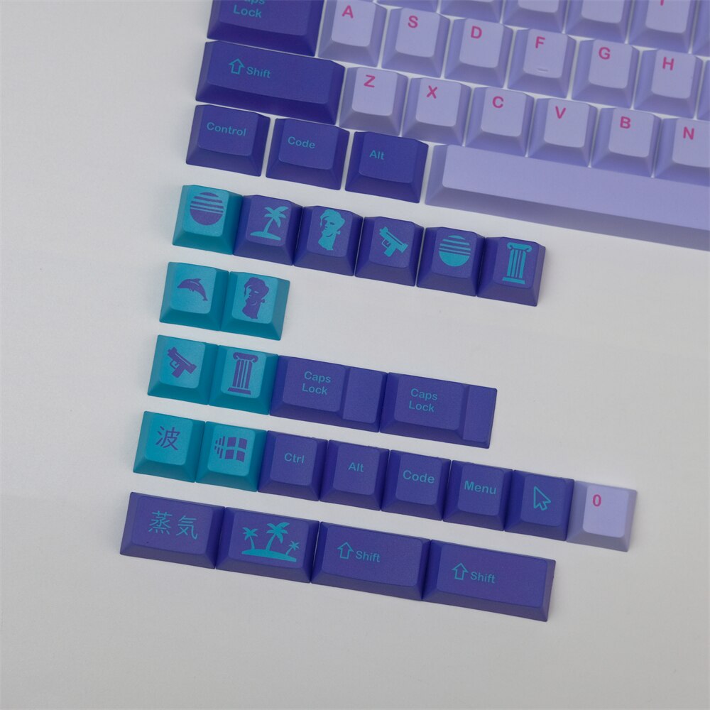 GMK Vaporwave Keycaps PBT DYE-Sublimation Mechanical Keyboards 124 Keys Cherry KeyCap For MX Switch GH60 64 68 84 87 104 Layout