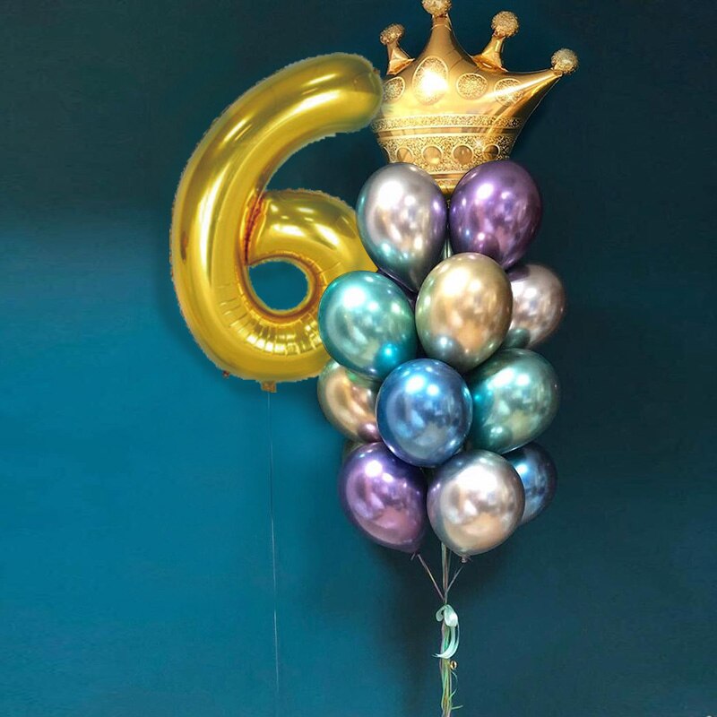 Ballons couronne en aluminium, décorations d'anniversaire pour fête d'anniversaire, chapeau de princesse et de dessin animé pour bébé: Number 6