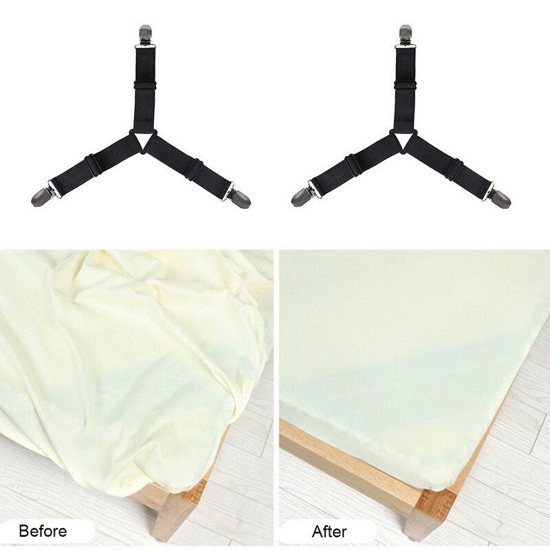 4Pcs Grippers Suspender Cord Hook Loop Clasps Adjustable Elastic Mattress Cover Adjustable Bed Sheet Fasteners Straps 35