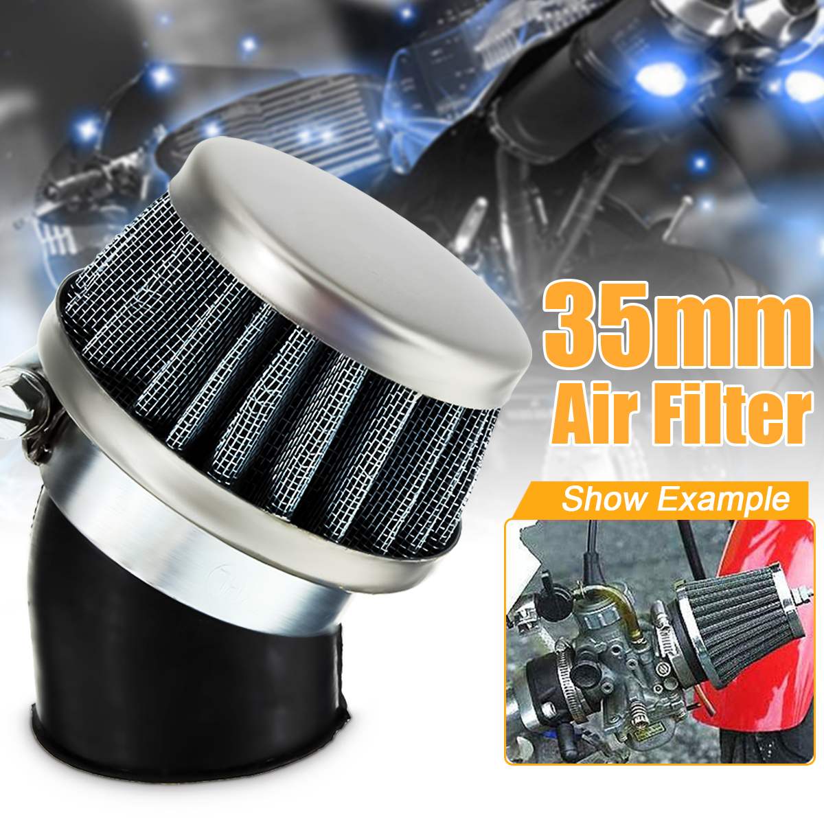 35mm Gaas Luchtfilter Bent Tube 50-110CC Motorfiets Scooter ATV Quad Dirt Pit Bike