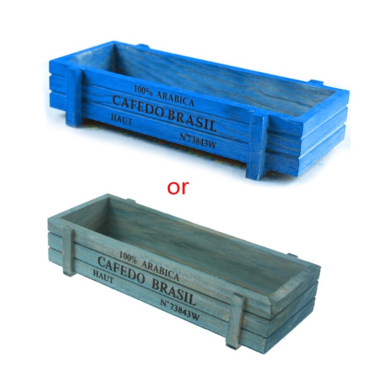 Vintage Wood Garden Flower Planter Succulent Pot Rectangle Trough Box Plant Bed PXPC: BL