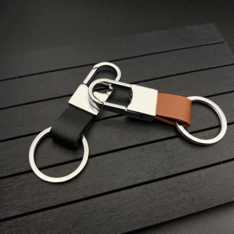 Metal Key Chain Car Round Head Key Leather Buckle Leather Lanyard Leather Pendant Car Key Ring Key Buckle Keychain Keyring
