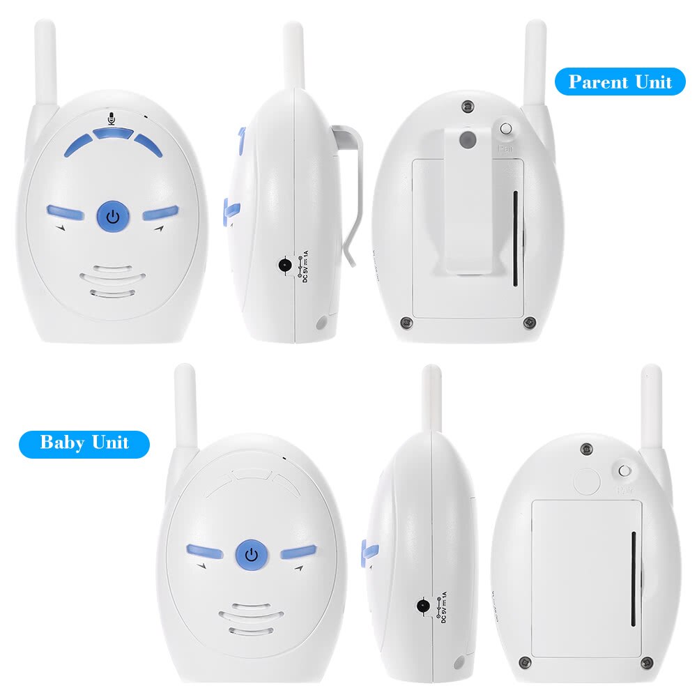 2.4GHz Wireless Infant Baby Audio Monitor Support 2-way Audio Voice Monitoring Crying Alarm for Baby Safety Security