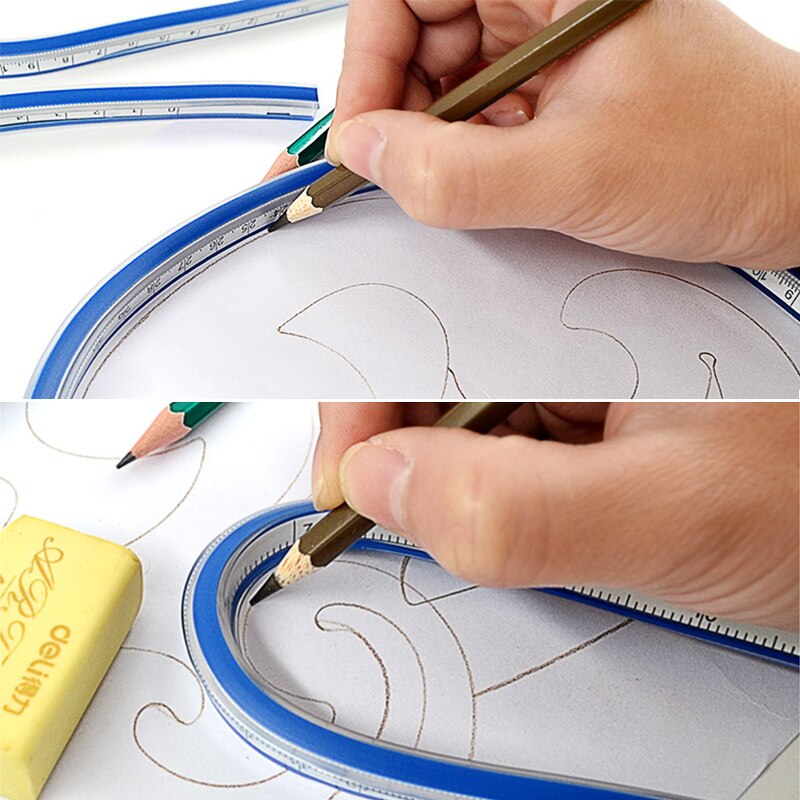 LMDZ 1Pcs Flexible Curve Ruler Drafting Drawing Tool Plastic Vinyl Patchwork Sewing French Curve Drafting Rulers 30cm 40cm 50cm