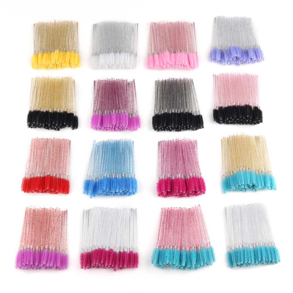 50 Uds. De cepillos desechables para extensión de pestañas, cepillo para cejas de cristal, varita para rímel, pestañas, juego de herramientas cosméticas, maquillaje de belleza