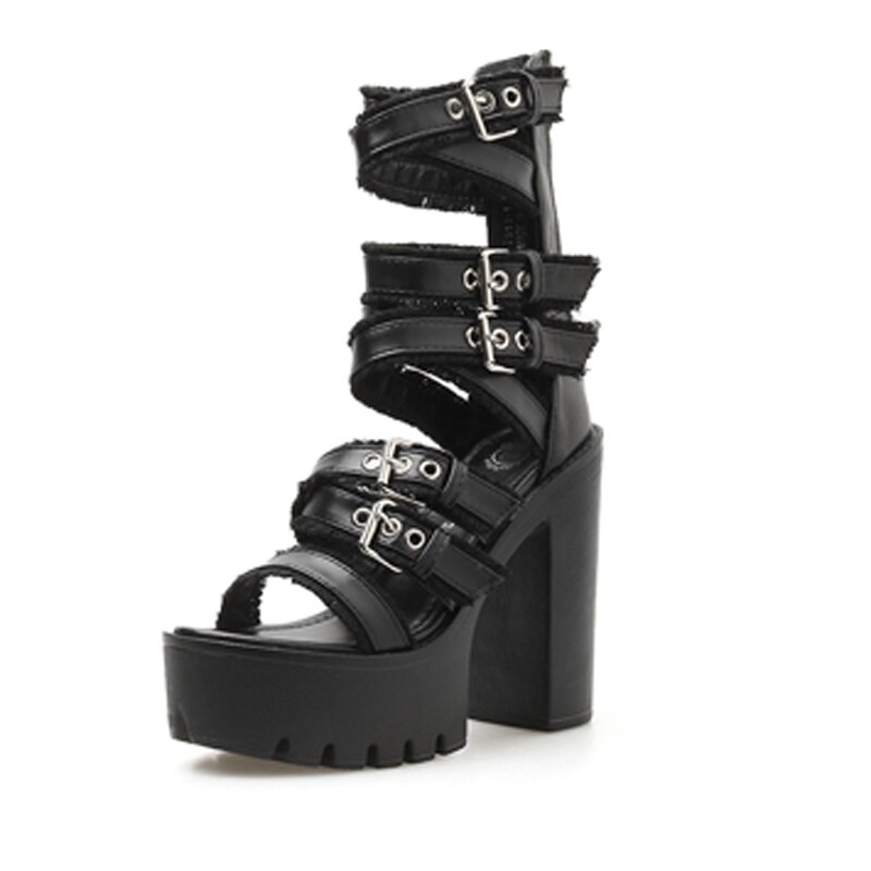 Femme sandales été talons hauts bottes Punk épais plate-forme gladiateur sandales femmes femmes bottines Vintage Rock gothique sandales