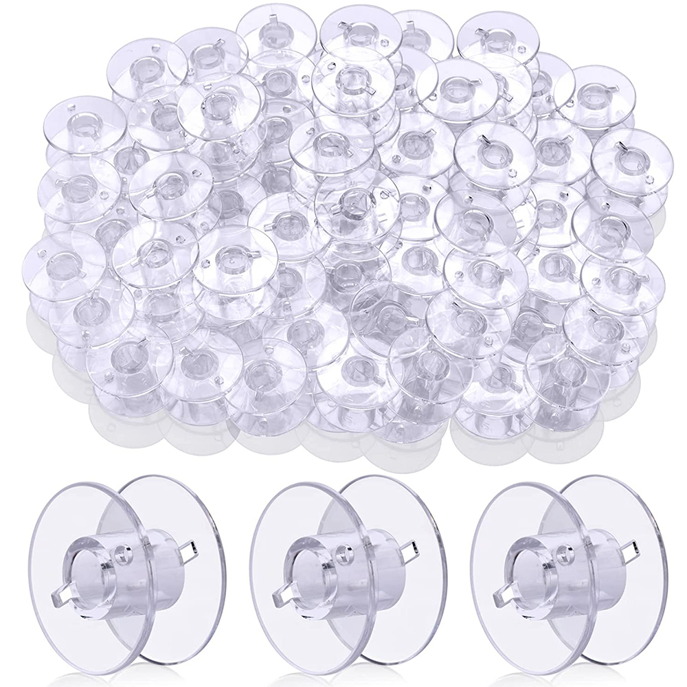 Bobinas transparentes para máquina de coser, 10-50 Uds., para bricolaje, bordado acolchado, bobinas de plástico, carretes de bobina vacíos, herramientas de costura