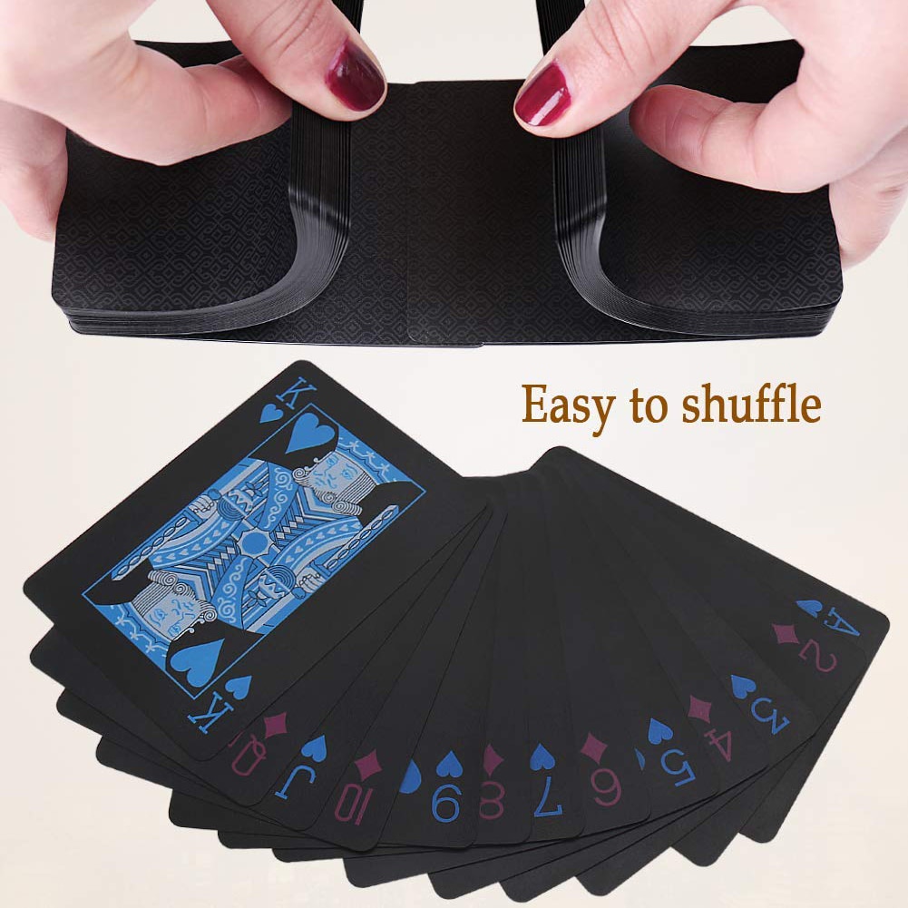 Vandtæt pvc plastik spillekort poker klassiske magiske tricks værktøj ren sort magiske æske-pakket spillekort pokerkasse