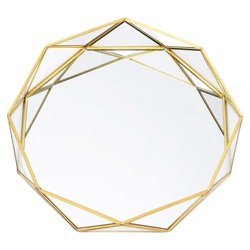 Förvaringsbricka geometrisk rund glasskiva kosmetiska smycken förvaringsbricka nordic ins gyllene western tårta desserttallrikar glasbricka