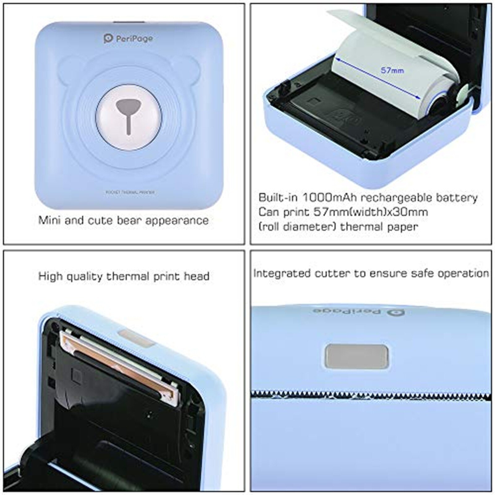 Mini Portable Thermal Printer Photo Pocket Photo Printer 58 mm Printing Wireless Bluetooth Printers For Android IOS Mobile Phone