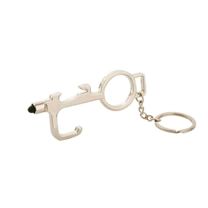 Keyring No Touch Public Door Opener Anti-Contact Keychain Artifact Beer Button Pusher Lifter Ring Hook Key Chain Keyfob Tools