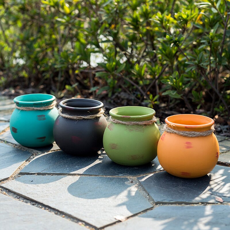 Mini zakka hamp reb kødfuld blomsterpotte keramisk hængende vase væghængende planter blomsterplante bonsai gryder tilbehør til hjemmet