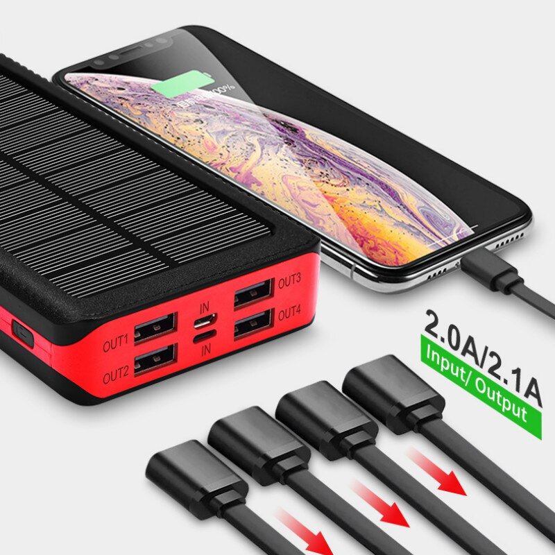 50000Mah Solar Draadloze Power Bank Draagbare Oplader Grote Capaciteit 4USB Externe Batterij Snel Opladen Voor Xiaomi Iphone