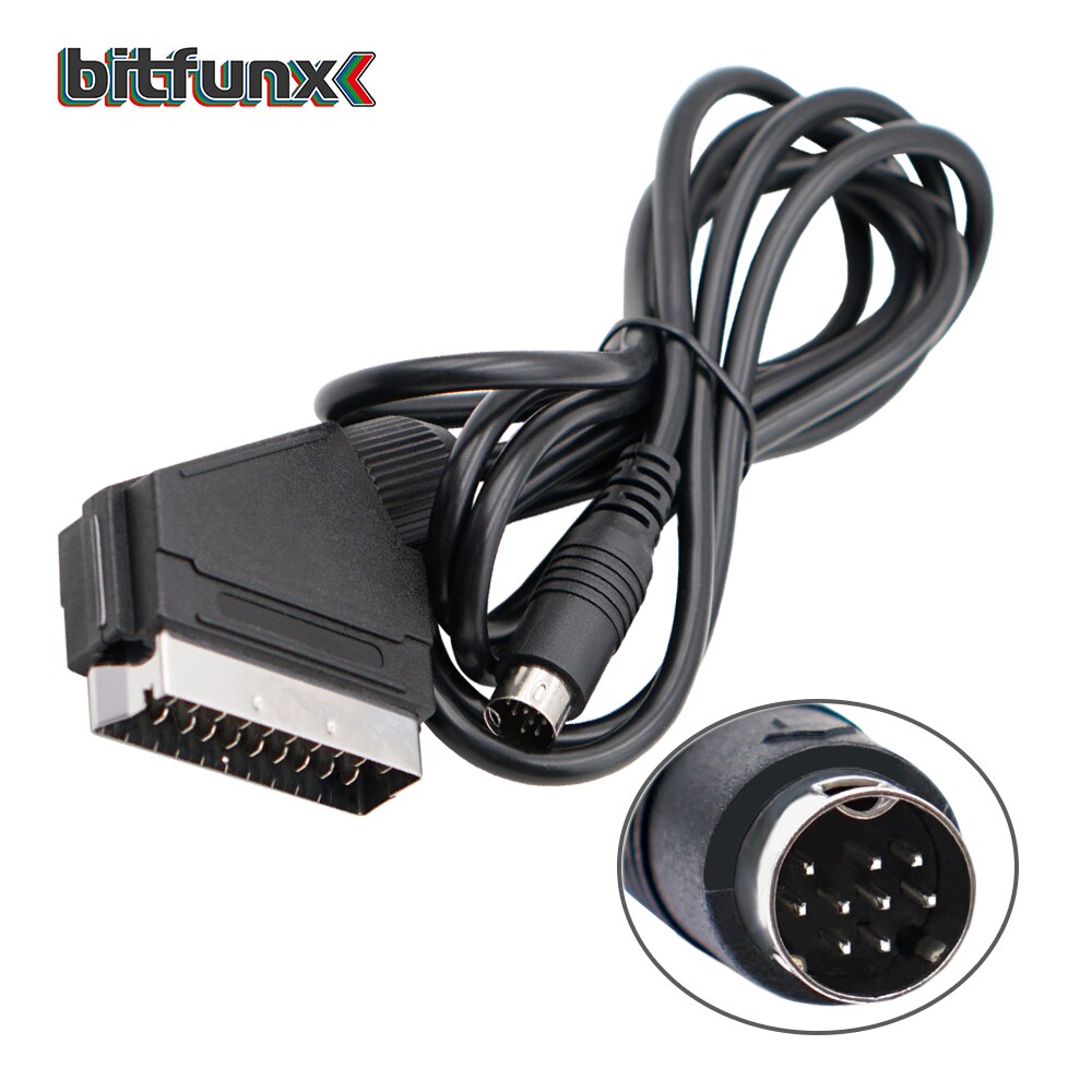 Bitfunx Scart Cable 1,8 m para PS2/PS1/Dreamcast/SEGA MD1/MD2Megadrive 1/Génesis 1/XBOX/WII/Saturn Video juego de Cable