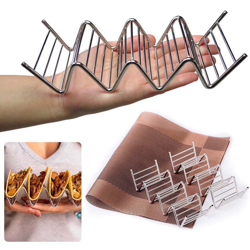 Présentoir pour Pizza acier inoxydable outils de cuisine Taco porte-coque support plateau vague sacs à main mexicain support alimentaire