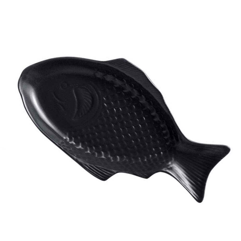 1PC céramique vaisselle créative assiette poisson en forme de plat stockage poisson Pan pour Restaurant maison dîner (11 pouces, rouge): Black