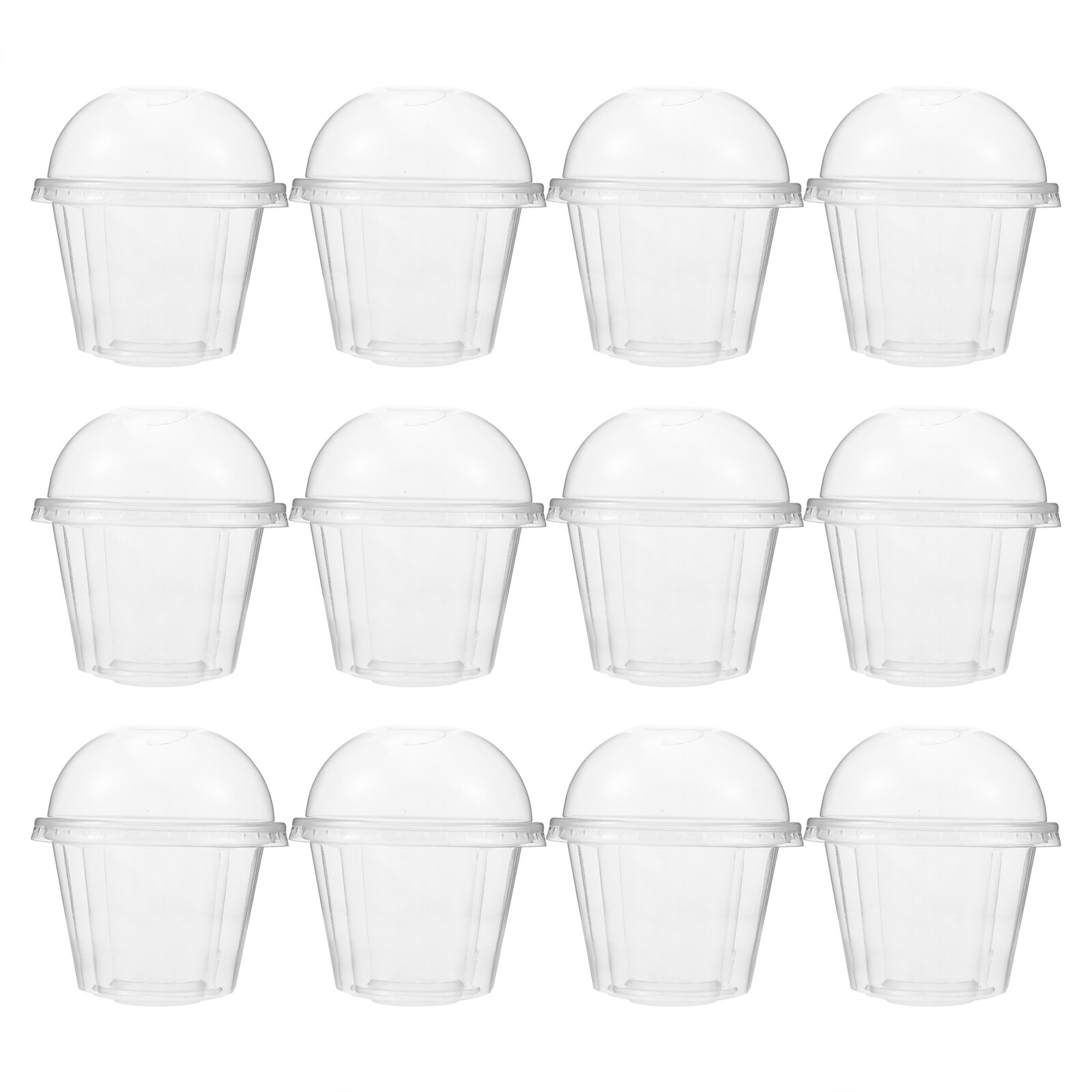 100Sets 250Ml Sap Cups Voorgerecht Kopjes Afgeronde Huishoudelijke Mousse Cups Dessert Cups Snack Cups Met Cover Voor Keuken: Default Title