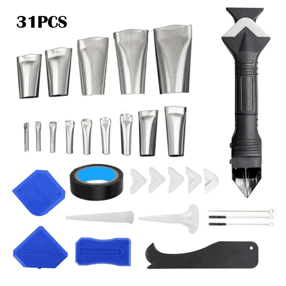 Breeuwen Nozzle 3 In 1 Spatel Zachte En Harde Plastic Mond Schraper Boord Rvs 3 In 1 Pak 31 stukken Tool Set