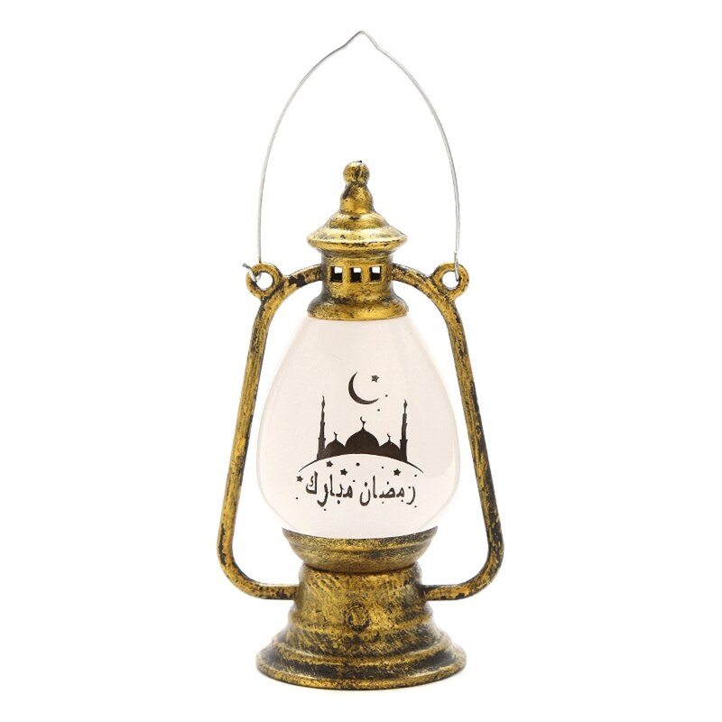 Eid Mubarak Led Wind Light Electronic Candle Lantern Night Light Ornament for ramadan Party Desktop Decoration Handheld Y5GB: Bronze Gold