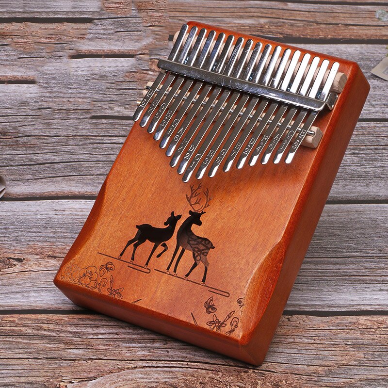 Kalimba 17 Keys Thumb Piano Solid Wood Portable Keyboard Instrument Mahogany Wooden African Kalimba Finger Piano