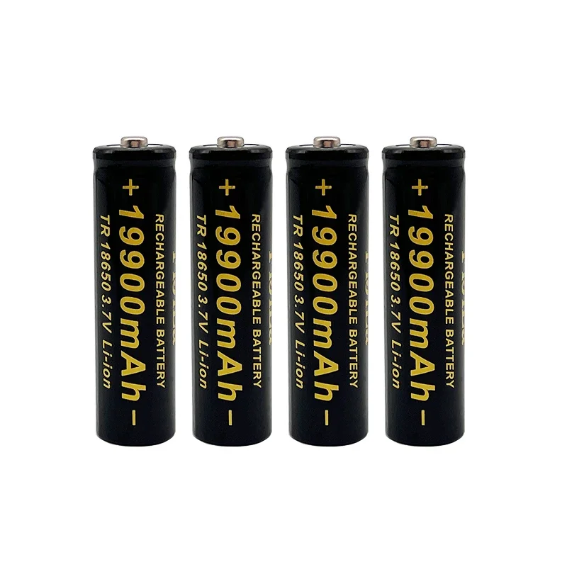 100% 18650 battery 3.7V 19900mAh rechargeable lithium ion battery with Led flashlight charger Toy battery + Charger: WHITE