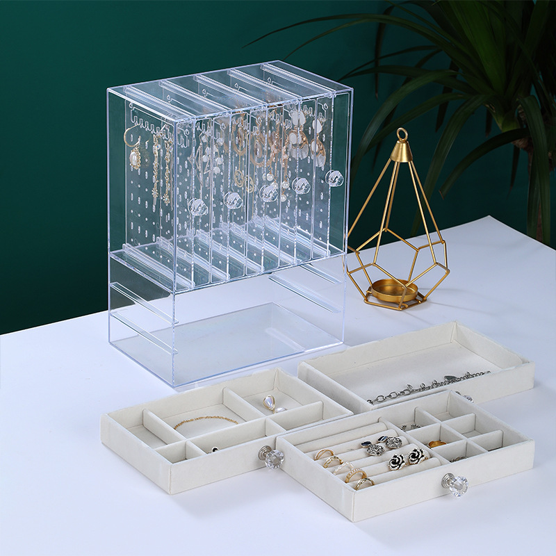 Large-capacity Acrylic Dust-proof Display Stand Transparent Drawer Type Jewelry Box Necklace Earrings Jewelry Storage Box