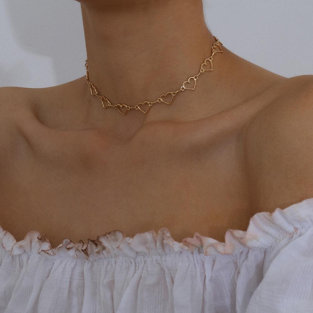 Lacteo Koreaanse Zoete Liefde Hart Ketting Choker Ketting Leuke Legering Sleutelbeen Keten Charm Ketting Sieraden Voor Lover